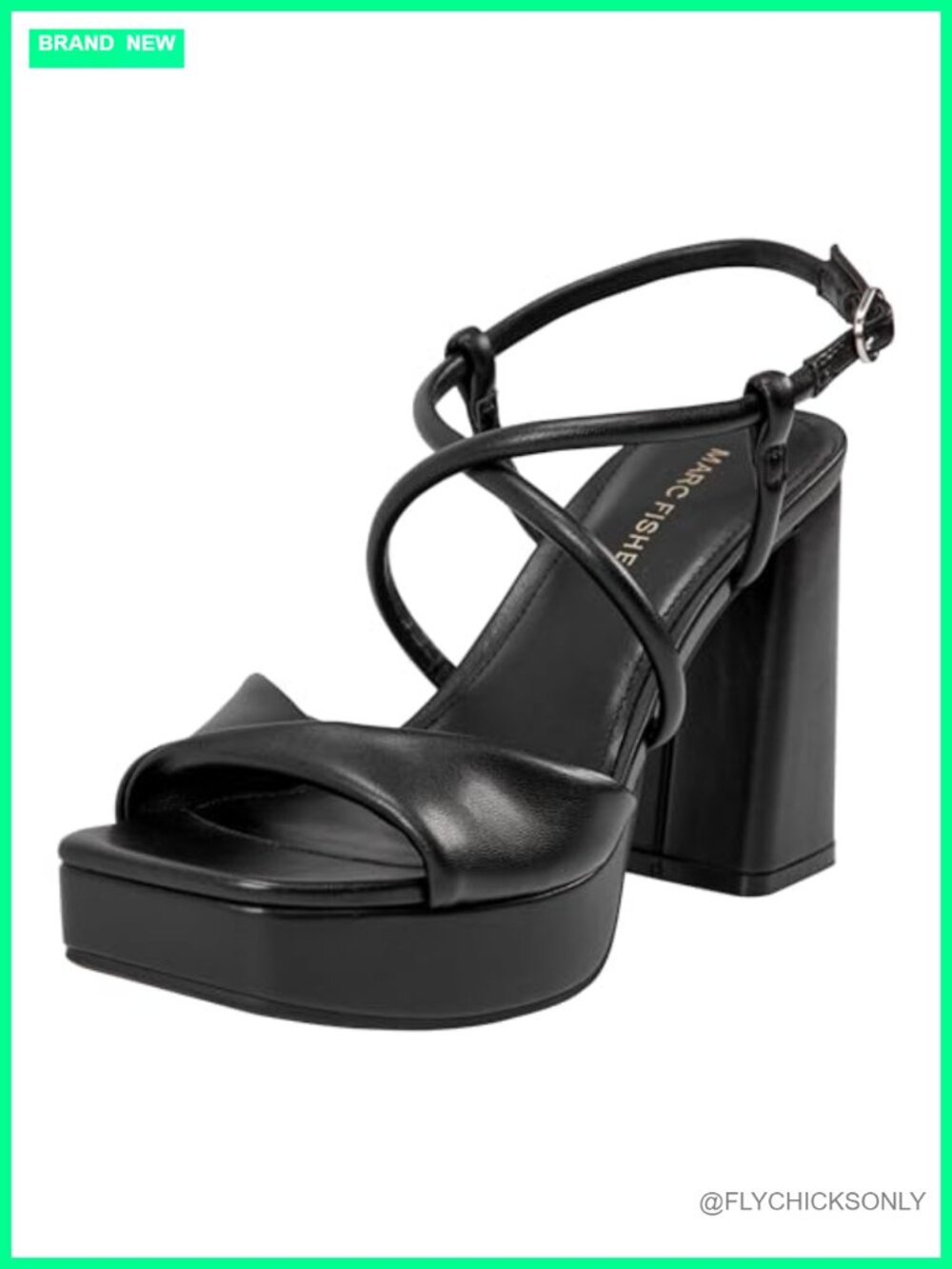 Faux Leather Block Heel Slingback Dress Sandals Square Toe Buckle